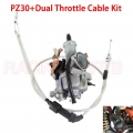 Pz30 30mm Carburetor Accelerating Pump Cable Choke Carb Pz30b + Dual Throttle Cable Kit For Atv Dirt Bike Pit Quad 200cc 250cc -