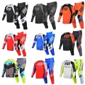 2022 Motocross Racing Gear Set Delicate Fox 180 Trice Lux Jersey Pants Offroad Kits Moto Mens Black White Suit - C