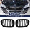 1 Pair Front Kidney Grilles Racing Grills For Bmw X3 F25 2010 2011 2012 2013 Dual 2 Slats Double Line Bumper Grille Replacement