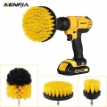 3Pcs/Set Electric Scrubber Brush Kit Plastic Round Cleaning Brush For Carpet Glass Car Tires Nylon Brushes 2/3.5/4''|Sp