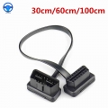 30/60/100cm Flat+thin As Noodle 16 Pin Socket Obd Obdii Obd2 16pin Male To Female Car Scanner Extension Cable Connector - Diagno