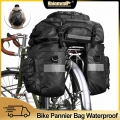 Rhinowalk Upgrade 3 in 1 Bike Bags Rear Seat Trunk Bag Waterproof Bicycle Pannier 65L MTB Cycling Luggage Multifunction Backpack