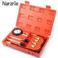 3/8pcs Petrol Engine Pressure Gauge Tester Kit Set Compression Leakage Diagnostic Compressometer Tool For Auto With Case - Instr