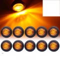 10pcs Waterproof 24V 3LED 3/4" Round Trailer Side Marker Lights Front Rear Trucks Tractors Clearance Lights Lamp Bullet Amb