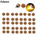 Fuleem 50PCS 3led Amber 3/4 Inch Mini Led Side Marker Bullet Chrome Stainless Lamps Light 12V Waterproof|Truck Light System| -