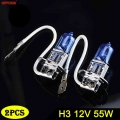 Hippcron H3 Halogen Bulb 12v 55w 5000k Car Headlight Lamp 1600lm Dark Blue Glass Super White Light (2 Pcs) - Car Headlight Bulbs
