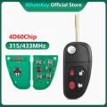 Whatskey 4 Bottons Flip Folding Car Remote Key Replacement 315/433mhz 4d60 Chip For Jaguar X-type S-type Xj Xjr Uncut Fo21 Blade