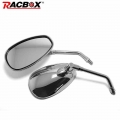 10mm Motorcycle Mirror Chrome Oval Retro Rearview Side Mirrors Universal For Yamaha Cafe Racer Chopper Motorcycle Accessories|Si