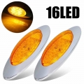 2PCS 16 LED Side Marker Lights Amber Clearance LED Lights 12 v Turn Signal Trailer Truck Light LED Marker Side Lights|Truck Ligh