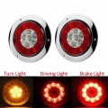 2Pcs Turn Signal Stop Brake Light For Car Trailer Truck 12V/24V Waterproof Round Taillights Side Lamp Tail Lights 16 LED|Truck L