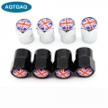 4 Pcs/Set Aluminum Alloy/Copper England British National Flag Tire Valve Stem Cap Tire Wheel Stem Air Valve Caps for Auto Cars|V