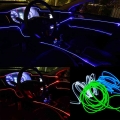 3m EL Cold Line Flexible Car Lights 12V Car LED Neon EL Wire Car Cold Light Strip Interior Decoration Moulding Trim Strips|Decor