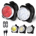 USB Charging Bicycle Light Set LED Head Front Lamp Rear Tail Light Waterproof Super Bright Cycling Lantern for Bike Accessories|