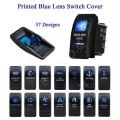 1 Pc Cover Cap Only! Blue Lens Window Labeled Rocker Switch Cap For Car Boat Arb Carling Rv Bus Switches, Waterproof，auto Parts