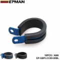 10PCS x Aluminum Rubber Lined Cushioned P Clamp ID 14.3mm AN6 SS Hose BLACK/BLUE EP GBPLCC90 09|an6 hose|hose clamp blackcushio