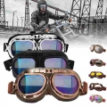 Retro Motorcycle Goggles Glasses Vintage Motorbike Classic Motorcross Goggles For Pilot Steampunk Atv Utv Bike Copper Helmet - G