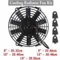 8 9 10 12 14 Inch Universal Slim Fan Push Pull Electric Radiator Fan Cooling & mounting kit 12V 80W 2100RPM|Fans & Kits|