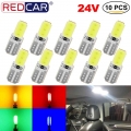 10Pcs T10 W5W Led Bulb 194 168 DC 24V Signal Light COB Car Clearance Lights Reading Lamp Wedge Side Reverse Lamps Trunk Light|Si