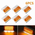 6pcs 24V 15 LED Side Marker Lights Car External Lights Squarde Warning Tail Light Signal Lamps Auto Trailer Truck Lorry Amber|Tr