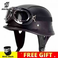 Motorcycle Helmet Leather Helmet For Motorcycle BLACK Motorcycle Open Face Half Helmet Retro Moto Helmet Summer Casco Moto DOT|H