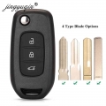 Jingyuqing Car Flip Key Case For Renault Kadjar Captur Symbol Kaptur Megane Logan 2013- 2018 3btn Key Remote Fob Shell Housing -