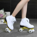 Adult Double Row Roller Skate Shoes Black White Outdoor 4 Wheels Training Shoes Man Woman Sports Patines Shoes|Skate Shoes| -