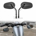 Black Tapered Teardrop Rearview Mirrors For Harley Davidson Cruiser Chopper Custom XL883 Street Bob Touring Bobber|Side Mirrors