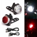 Bicycle LED Rear Tail Light Night MTB Waterproof Safety Warning Taillight Chargeable 4 Mode Bicycle Front Light Bike Accessories