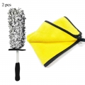 Car Cleaning Brush Non Slip Handle Brush For Rims Spokes Wheel Barrel Car Accessories Wash Tool Car Detailing Cleaning Towel Set