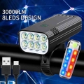 30000 Lumens 8LEDS Bike Light USB Rechargeable 10000mAh Battery LED Bicycle Light Headlight MTB Waterproof Flashlight Front Lamp