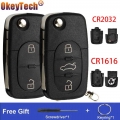 Okeytech For Audi Tt A2 A3 A4 A6 A8 Flip Folding Remote Key Shell Cr1616/cr2032 Battery Holder Car Key Fob Case Cover With Blade