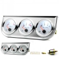 Triple 52mm Oil Temp Oil Pressure Volt Gauge Meter White Face Chrome Kit With Sensor|Oil Pressure Gauges| - ebikpro.com