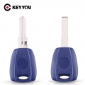 Keyyou 10x Transponder Chip Key For Fiat Remote Key Shell Blue Case Cover For Fiat 500 Ducato Sip22/gt15r Blade No Blade - Car K