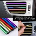 5 Pcs 20cm Car Styling Mouldings Air Outlet Trim Strip Auto Air Vent Grilles Rim Trim Cars Decoration Strips Chrome Accessories