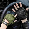 Leather Mesh Fingerless Gloves Summer Fishnet Driving Gloves Goth Motorcycle Accessories Cycling Gloves Protective Gear - Gloves