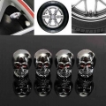 4Pcs Silver Car Tire Valve Stems Cap Skull Style Tire Valve Cap Aluminum Tire Wheel Stem Air Valve Cap For US Schrader Classic|V