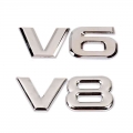 1pc Car 3d Metal V6 V8 Stickers Silver/black Word Letter Auto Trunk Emblem Badge Decal Sticker Mouldings Accessories Styling