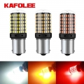 KAFOLE No Hyper Flash BA15S P21W BAU15S PY21W Front Rear Turn Signal Bulb Canbus Error Free Led Amber Yellow 3014 Chipset 144SMD