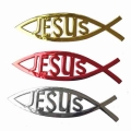 Jesus Fish 3D Car Sticker Soft PVC Chromed Emblem Badge Car Styling Decoration Waterproof Decal Christian Decal