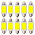 10pcs Festoon 31mm 36mm 39mm 41mm C5W C10W COB LED Auto Licence Plate Light Car Housing Interior Dome Lamp Roof Reading Bulb 10X