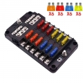 6 way/12 Way Blade Fuse Block with ATC/ATO Fuse Box Holder LED Warning Indicator Damp Proof Cover for Car Boat Marine RV Truck|F