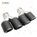 EPLUS Car Carbon Fiber Matte Muffler Tip Y Shape Double Exit Exhaust Pipe Mufflers Nozzle Decoration Universal Stainless Silver|