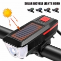 MTB Bike Front Light with Horn Solar Powered USB Rechargeable 3 Modes T6 LED Flashlight Safety Warning Horn Bicycle Accessories|