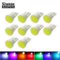 10 Pcs T10 Cob W5w Car Interior Led Wedge Door Instrument Side Bulbs License Plate Lamp Reading Lights 7-colors Source Dc 12v -