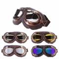 Brown Vintage Motorcycle Goggles Motorbike Glasses Retro Helmet Cycling Glasses Sports Dustproof Eye Protection Leather Shades -