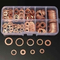 200pcs Copper Washer Gasket Nut And Bolt Set Flat Ring Seal Assortment Kit With Box M5/m6/m8/m10/m12/m14 For Sump Plugs - Nuts &