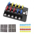 12/10/6 Ways Fuse Box Blade Holder Modified Terminal Block Fuse With LED Warning Light 12V Fuse Box For Camping Car Boat Marine|