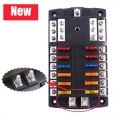 New 12 Way Fuse Box Holder Plastic Cover 2 Input 300a Blade Block With Led Warning Indicator Light Thumb Screw For Car Boat - Fu