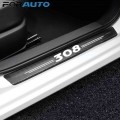 4pcs Car Door Sill Scuff Plate Decor Sticker For Peugeot 308 408 206 307 Accessories - Styling Mouldings - ebikpro.com