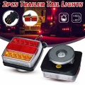 2pcs 12V Magnetic LED Truck Tail Light Rear License plate Light Warning Brake Lamp Signal Trailer Caravans Campers ATV Boat IP68